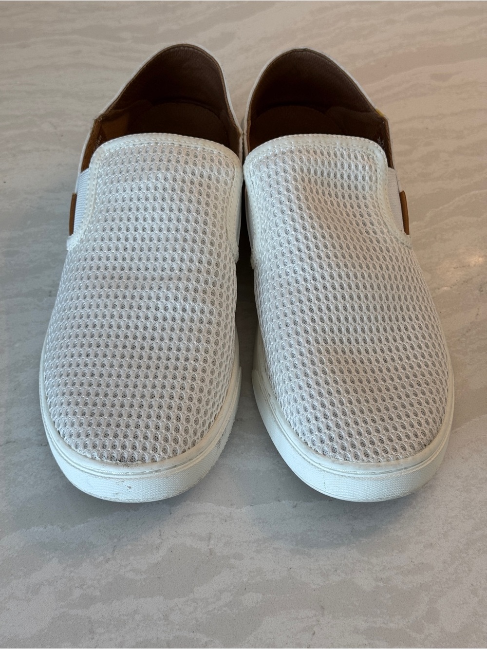 OluKai White Mesh Slip-On Loafers